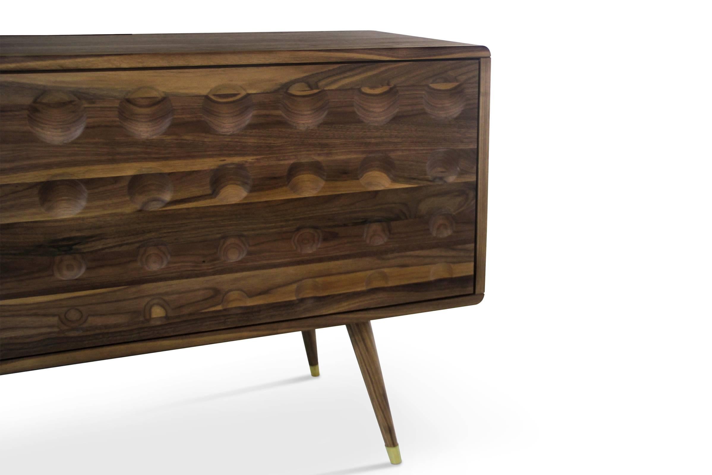 Contemporary Golden Doors Sideboard Walnut Wood For Sale