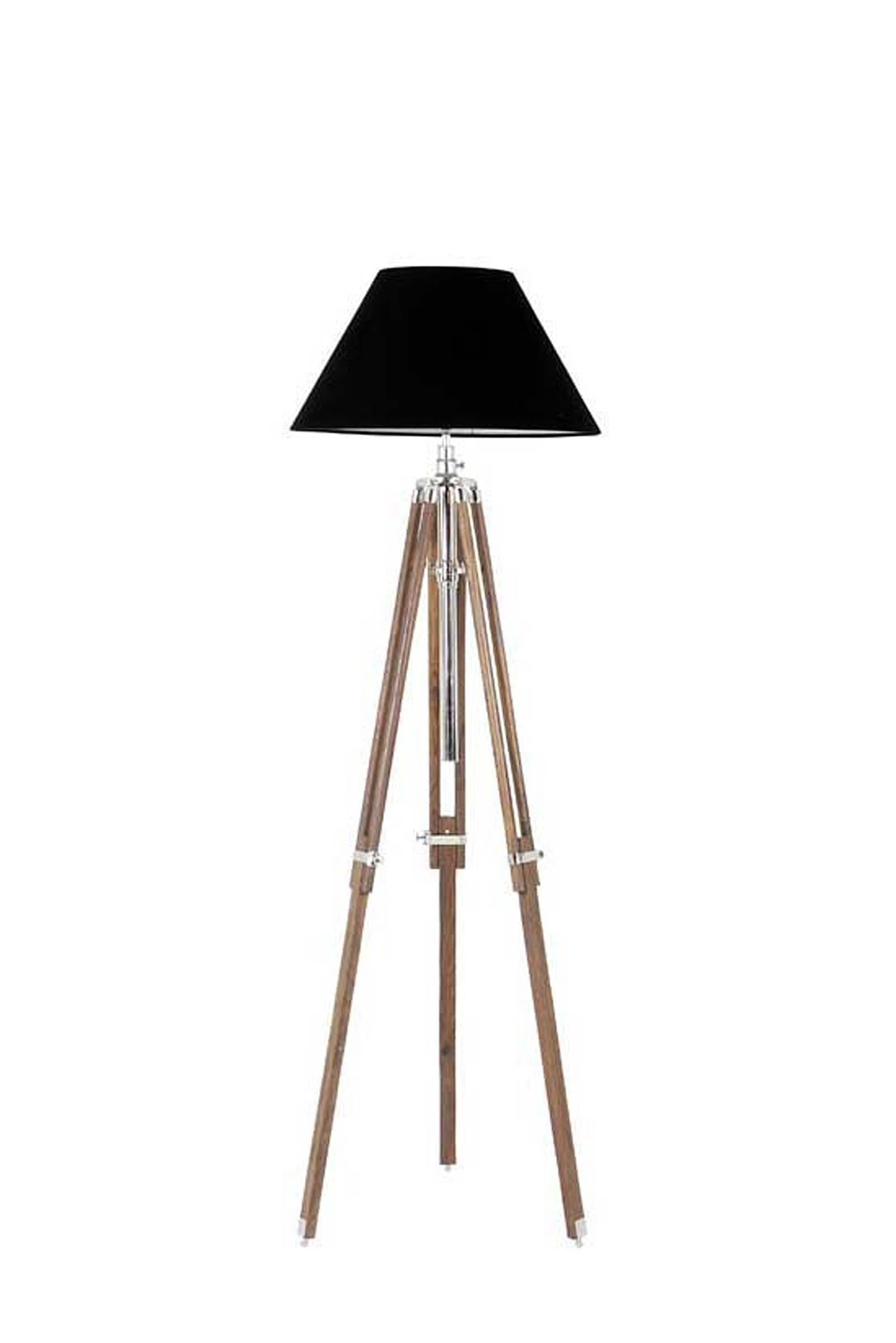 Dutch Tripod Floor Lamp with Telescopic Black Legs and Nickel