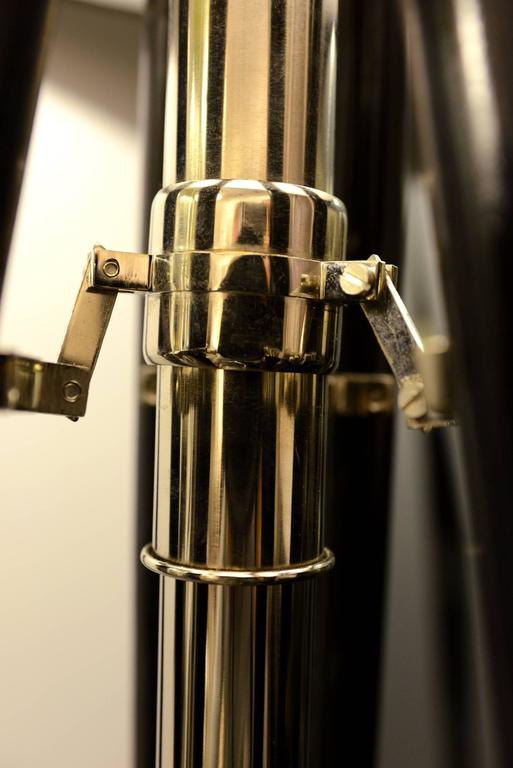 Tripod Floor Lamp with Telescopic Black Legs and Nickel For Sale at 1stDibs