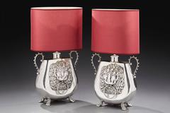 Set of Two Vase Lamp with Lion Head