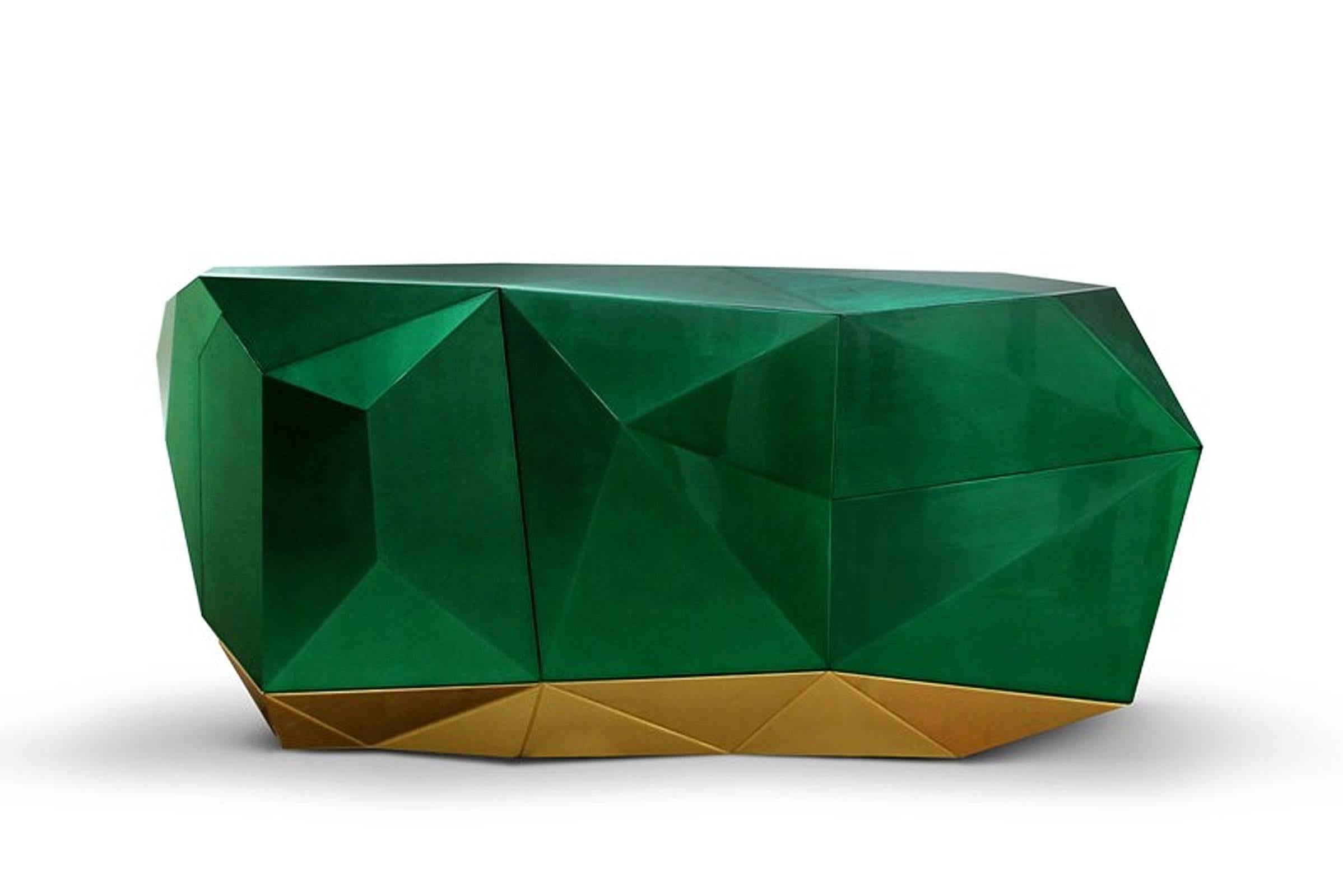 Sideboard aus Jade in transluzentem Grün mit hochglanzpoliertem Lack (Portugiesisch) im Angebot