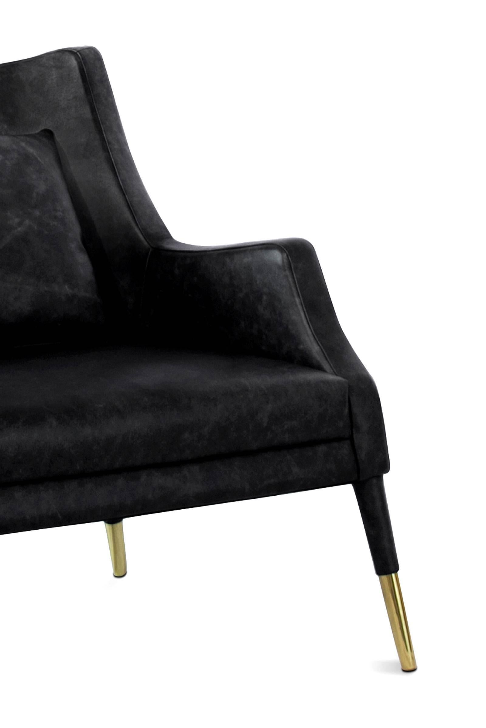 Contemporary Black Lounge Armchair For Sale