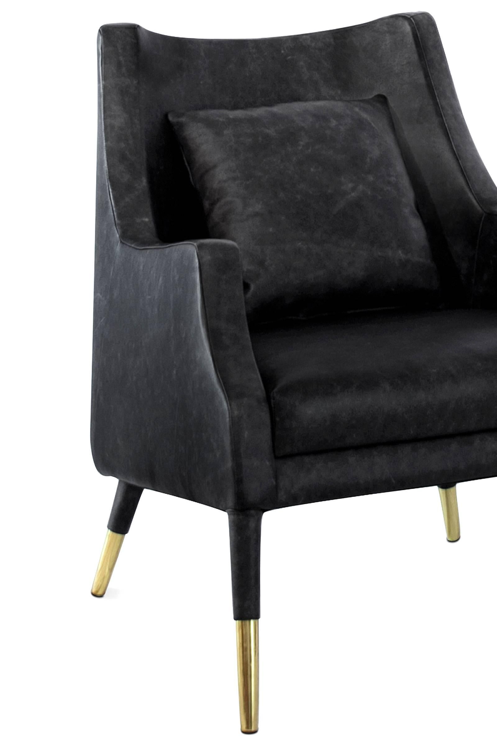 Black Lounge Armchair In New Condition For Sale In Paris, FR