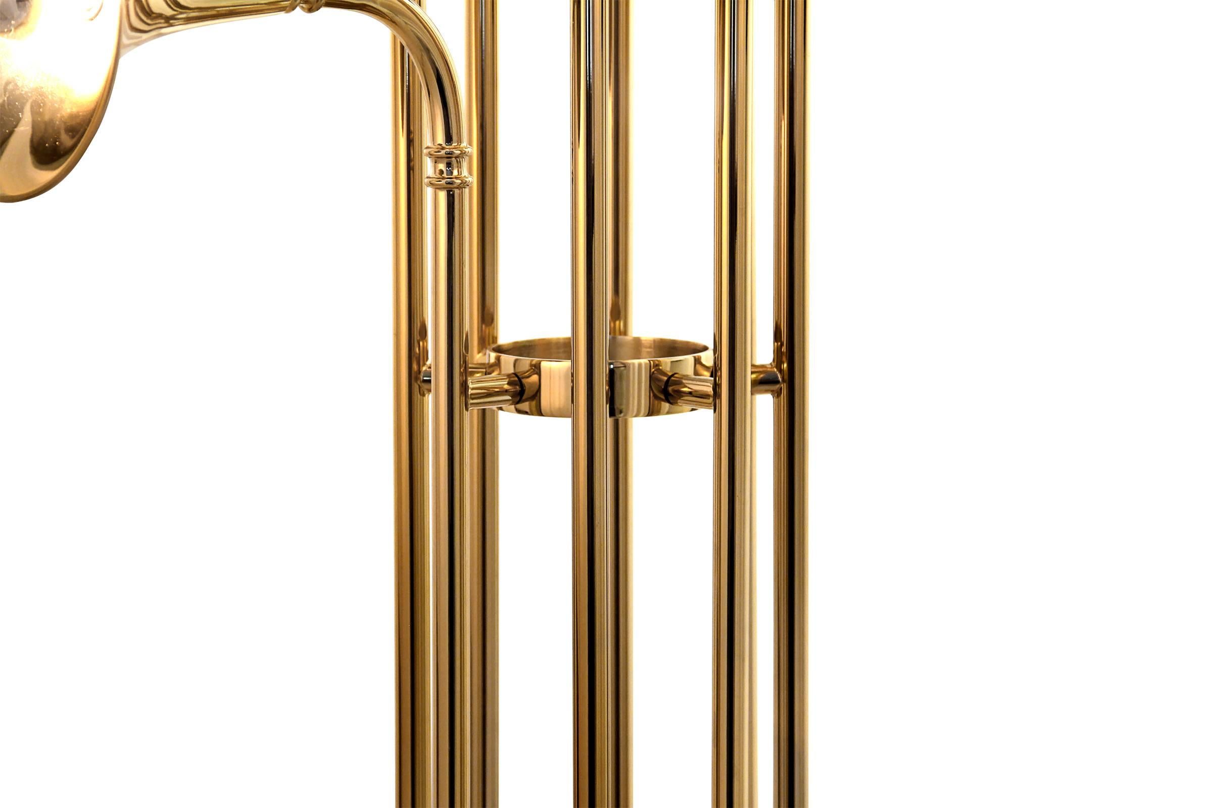 Contemporary Brass and Gold-Plated Floor Lamp For Sale