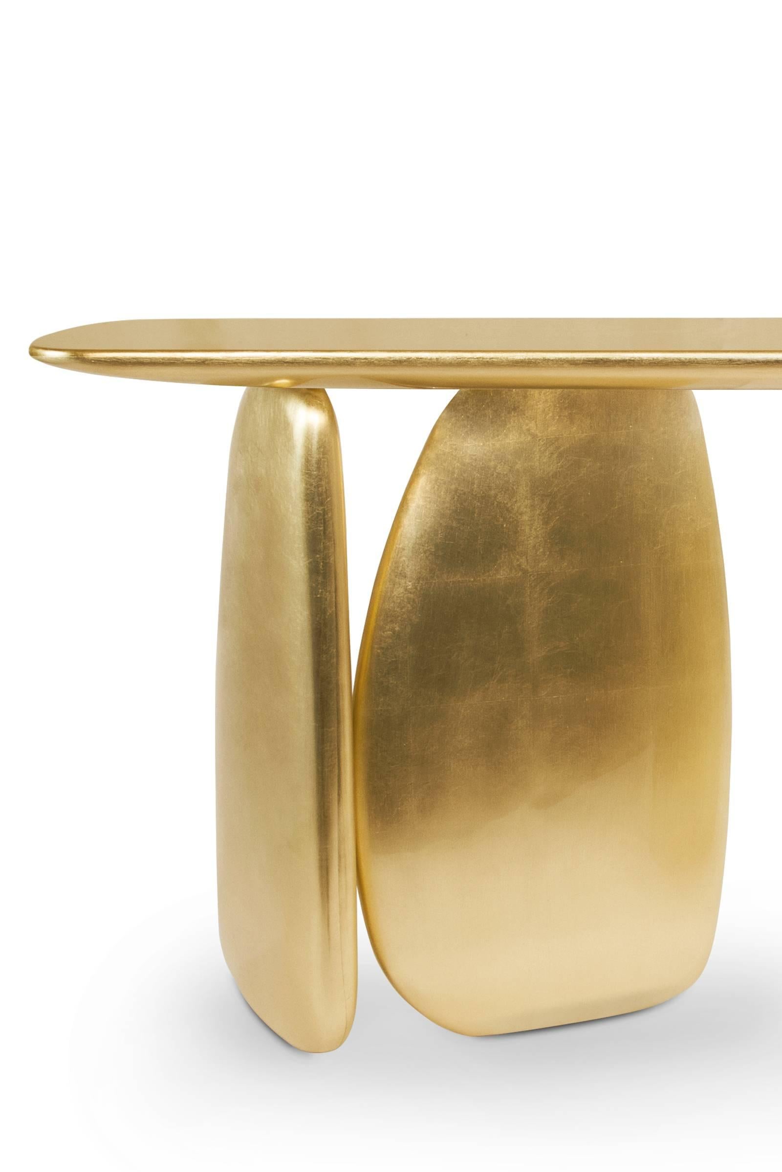 Portuguese Gold Pebble Console with Gold Leaf For Sale