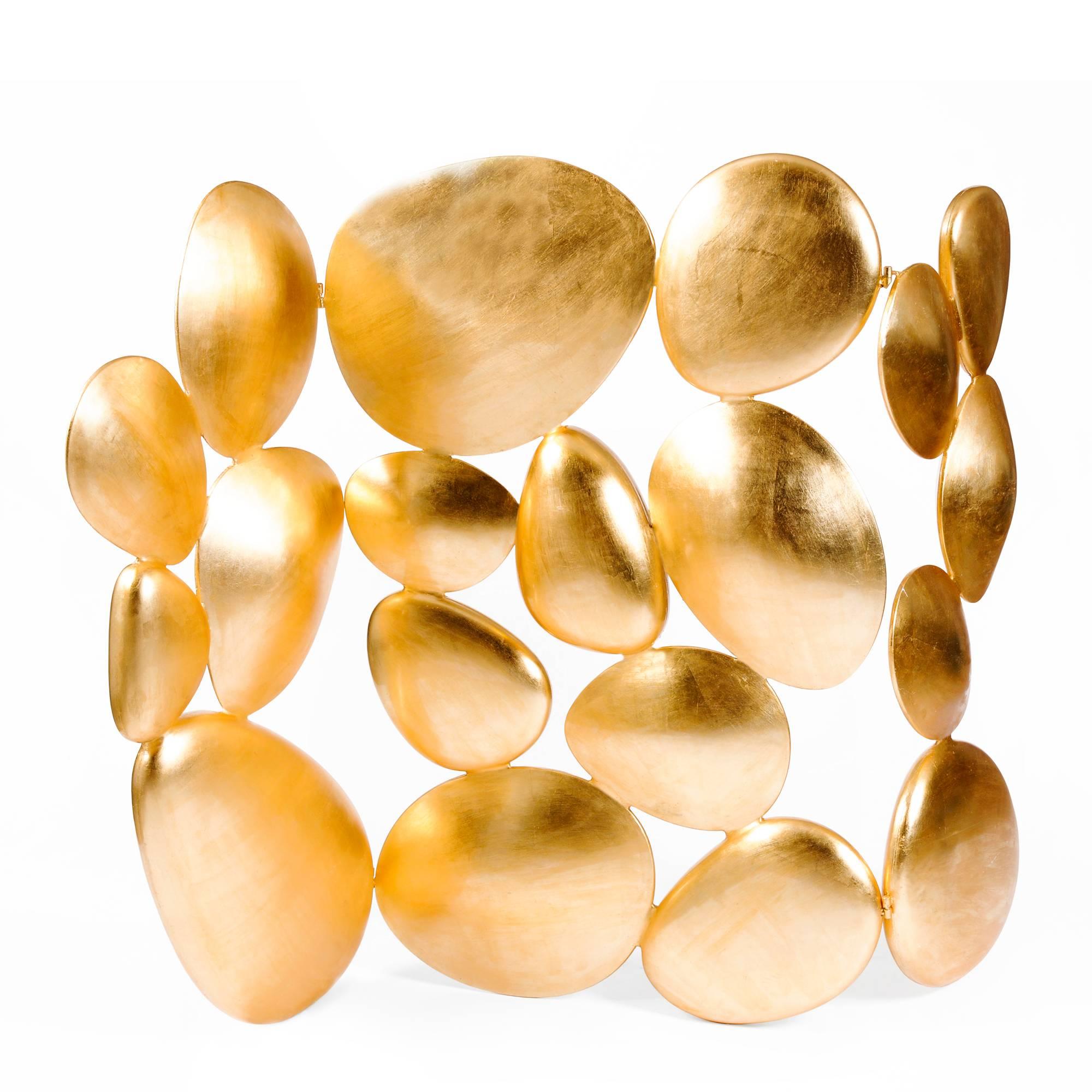 Gold Pebble Screen Gold Leaf Painted For Sale