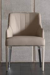 Prima Chair in Genuine Leather and Bronze Structure