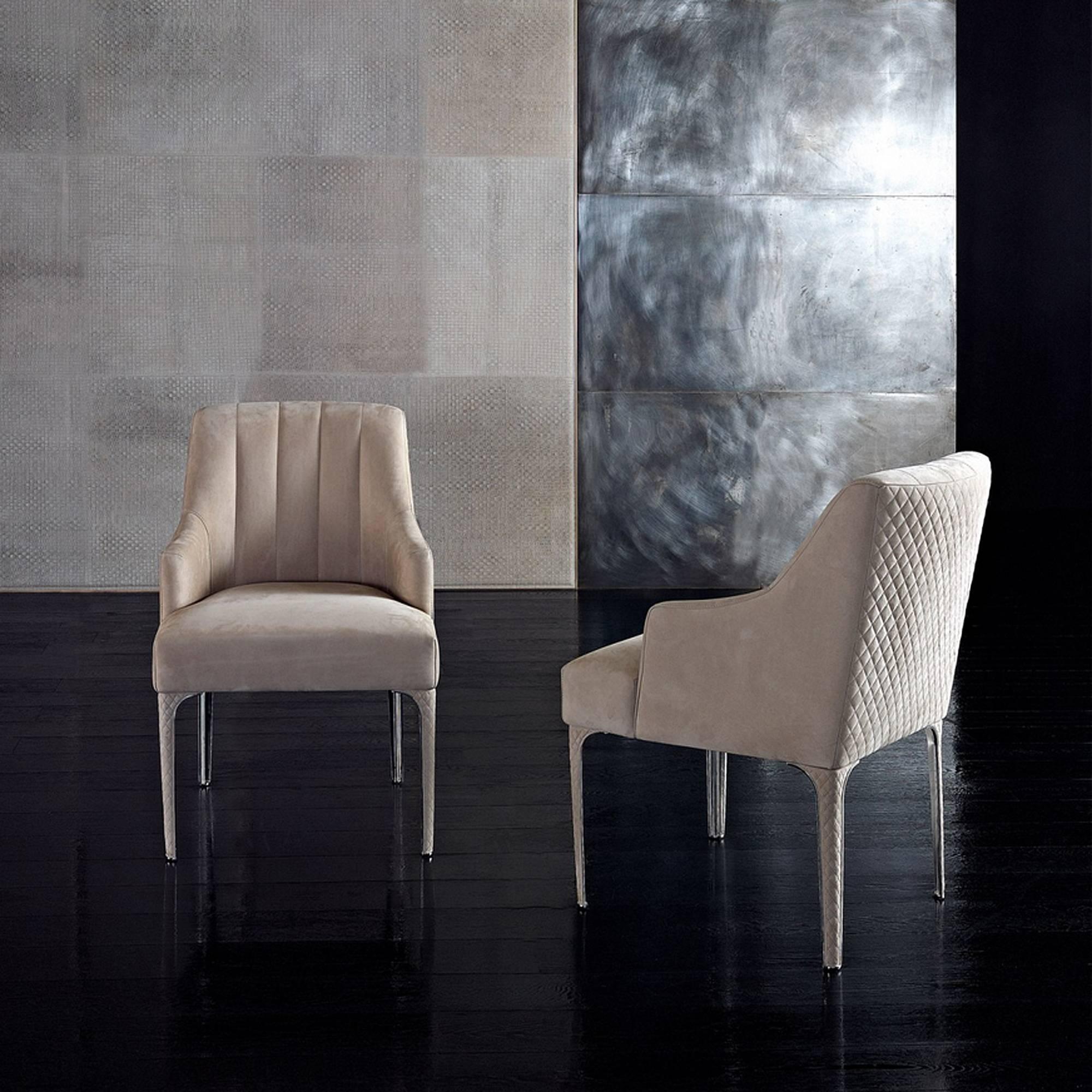 Prima-Stuhl aus echtem Leder und Bronzestruktur (Handgefertigt) im Angebot