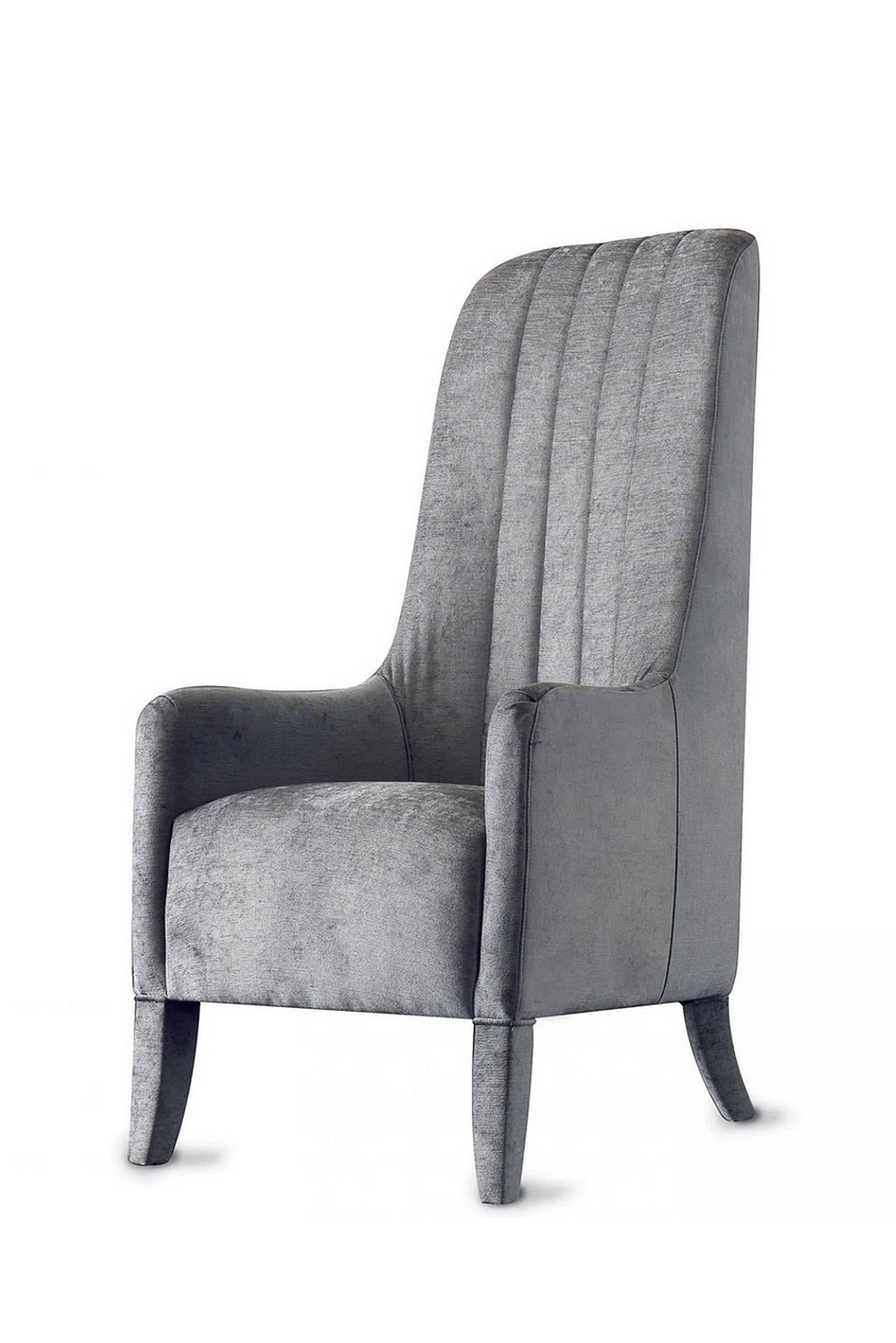 Contemporary Ramses Armchair in Fabric with Wood Structure For Sale