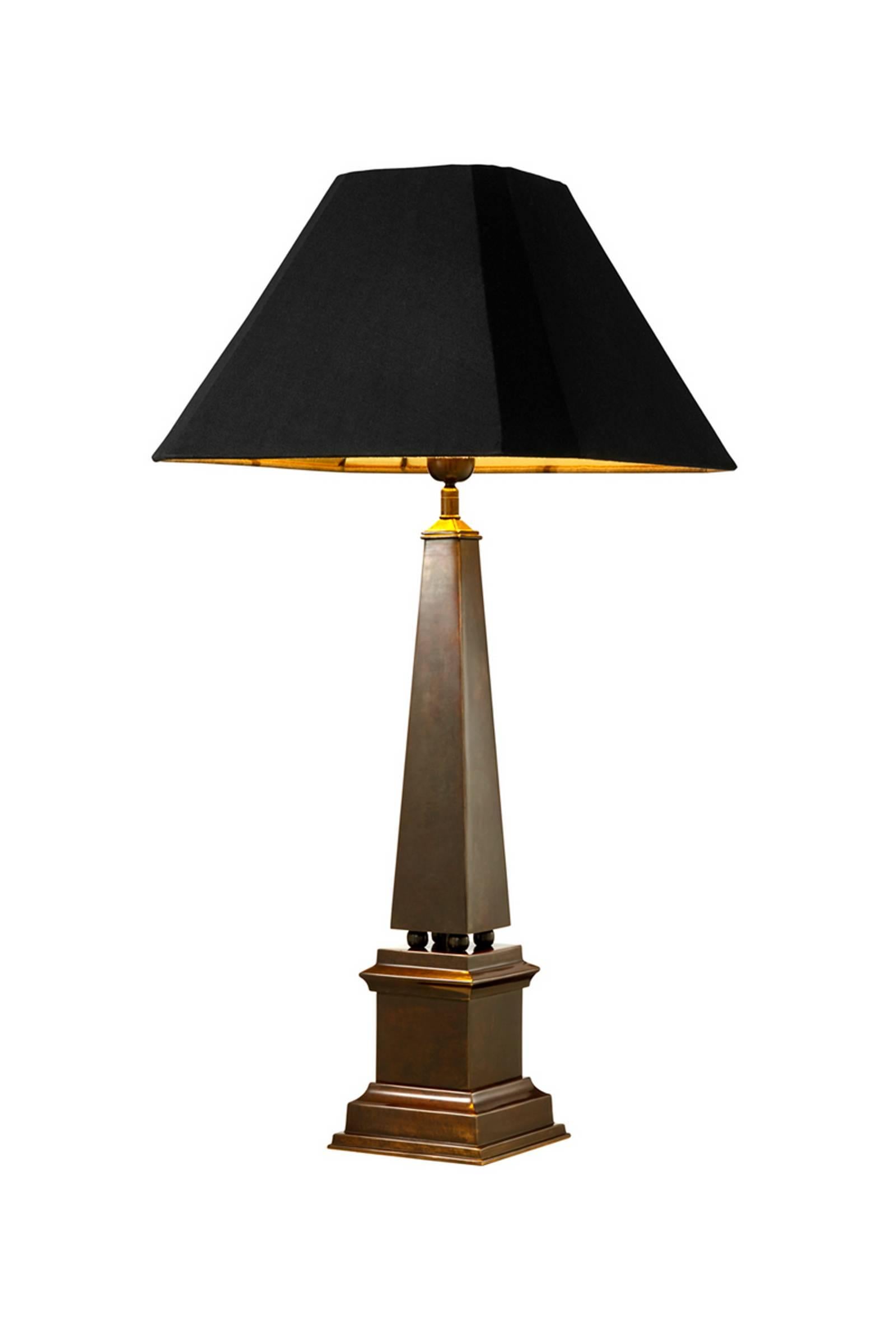 Indian Obelisk Table Lamp in Polished Brass