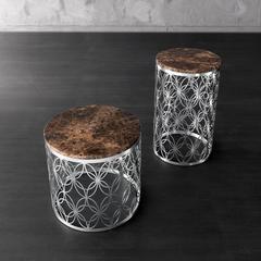 Arnold Side Table Stainless Steel Structure and Marble Top