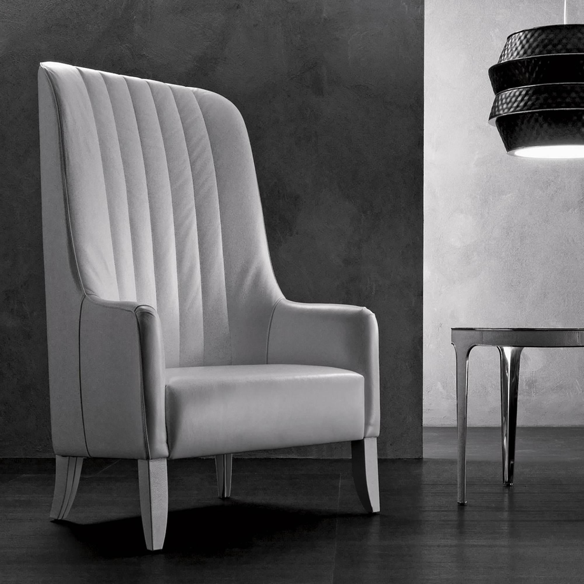 Hand-Crafted Imperial Armchair in Leather and Wood Structure