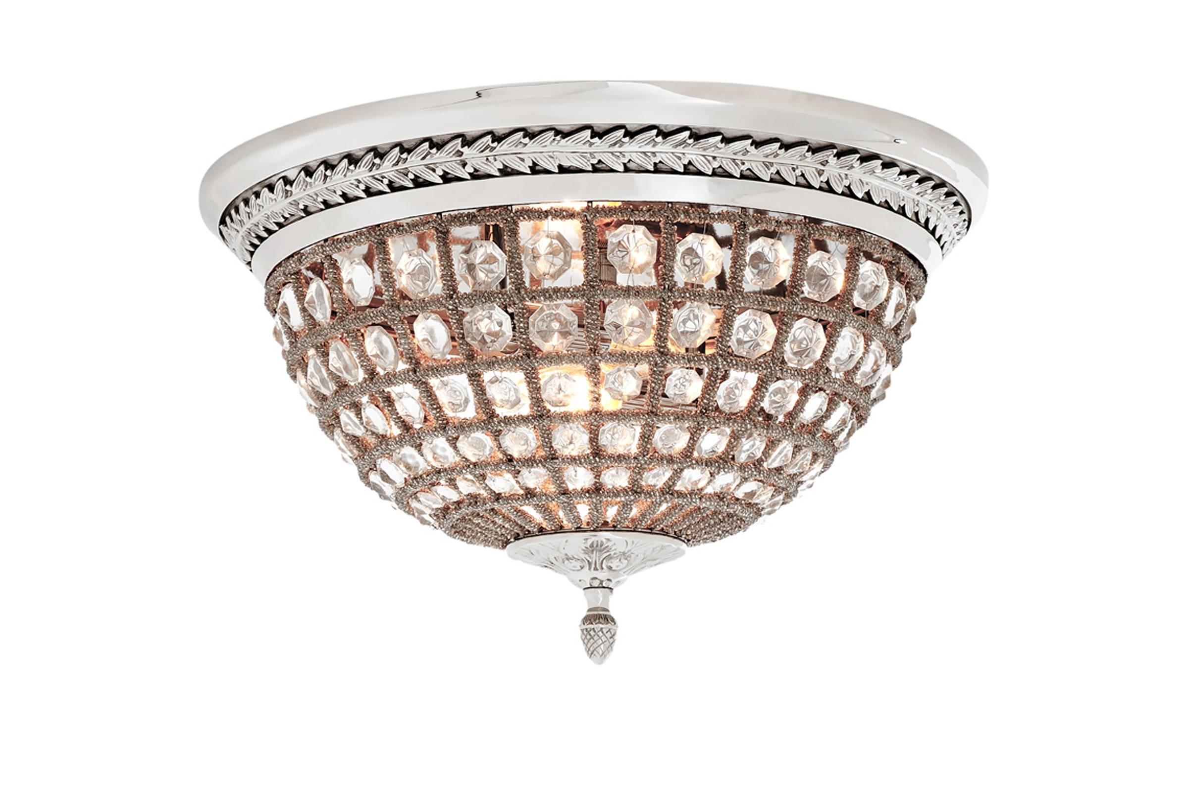 Arabesque Ceiling Lamp Polished Vintage Brass and Crystal Glass 3