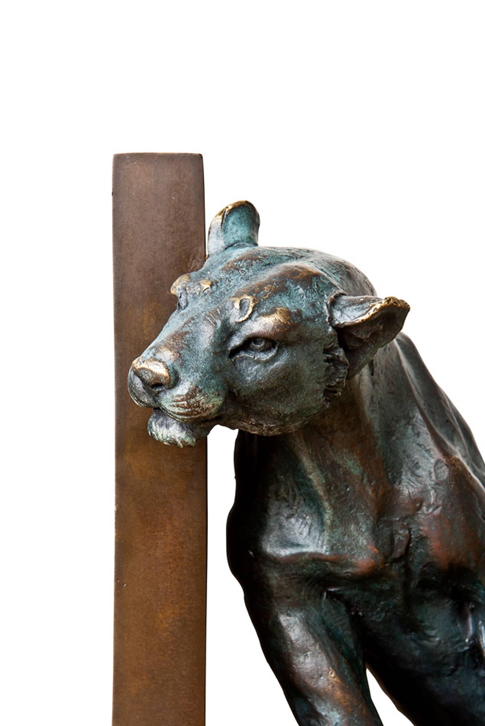 Lions Bookend Set of Two Bronze and Vintage Brass In Excellent Condition In Paris, FR