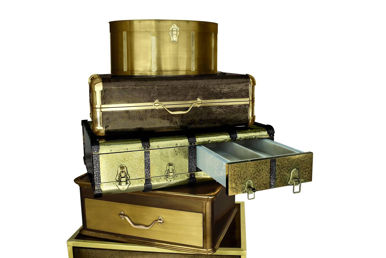 Vintage Golded Jewelry Safe Brushed Gold Brass For Sale at 1stdibs