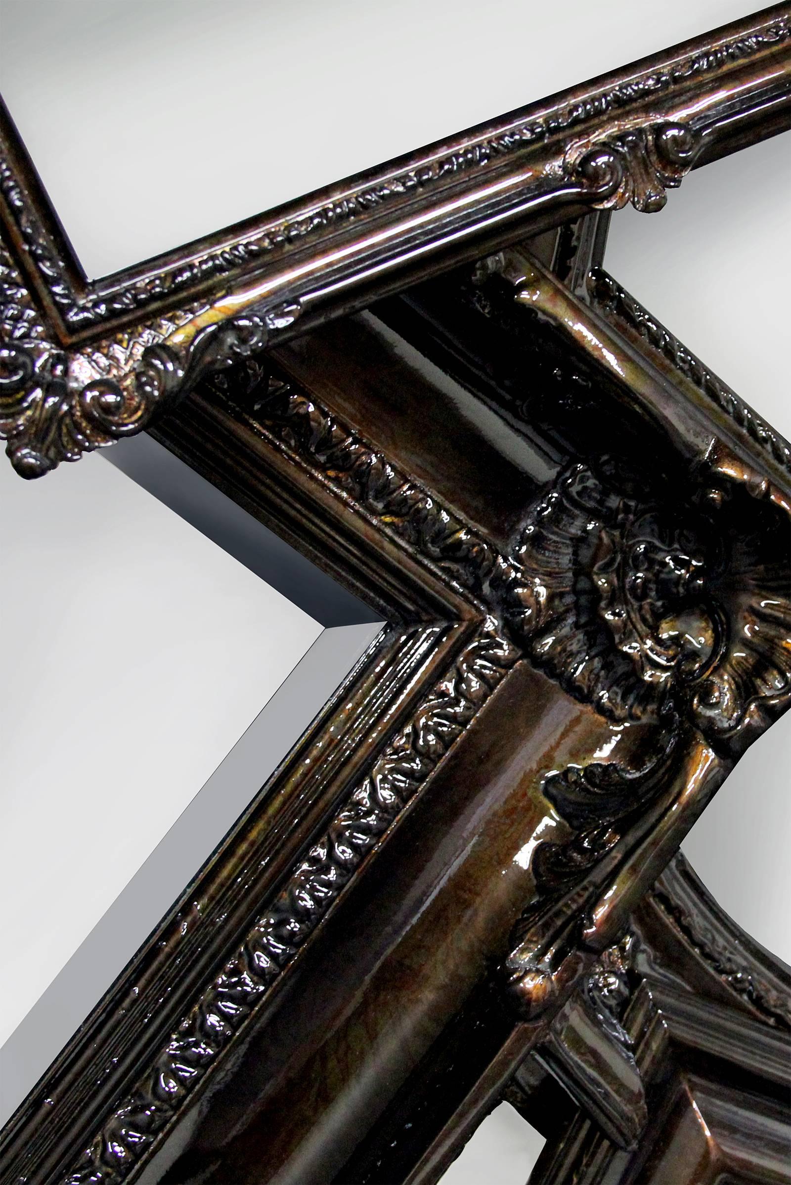 Multi Frames Mirror Überlappender Spiegel aus Mahagoniholz und Kupferblatt im Zustand „Neu“ im Angebot in Paris, FR
