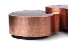 Ensemble de deux tables basses Dalia en cuivre avec miroir noir