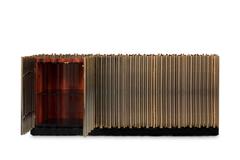 Brass Tubes Sideboard Polished Brass Tubes and Exotic Wood