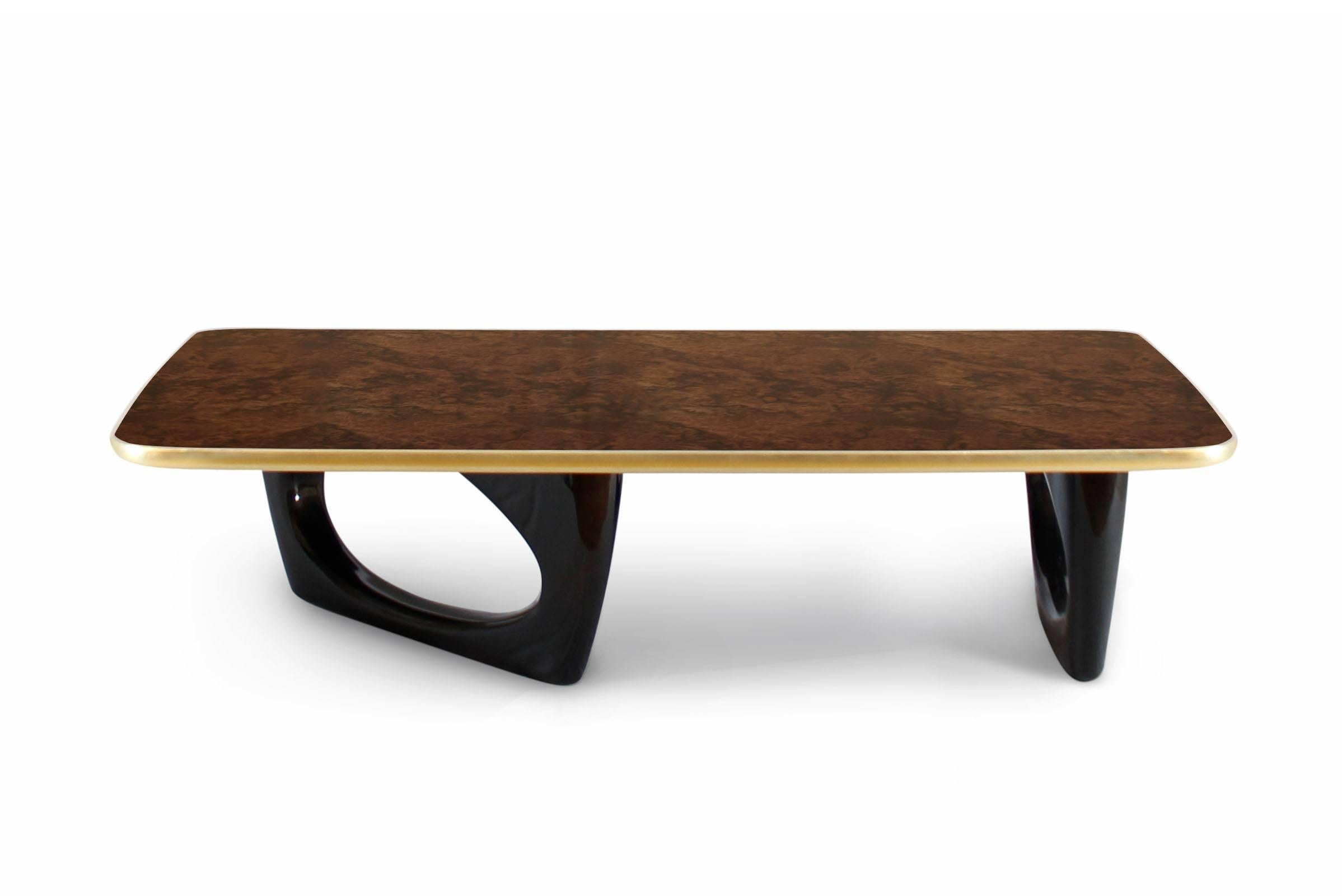 Portuguese Gold Walnut Root Coffee Table with Walnut Top For Sale