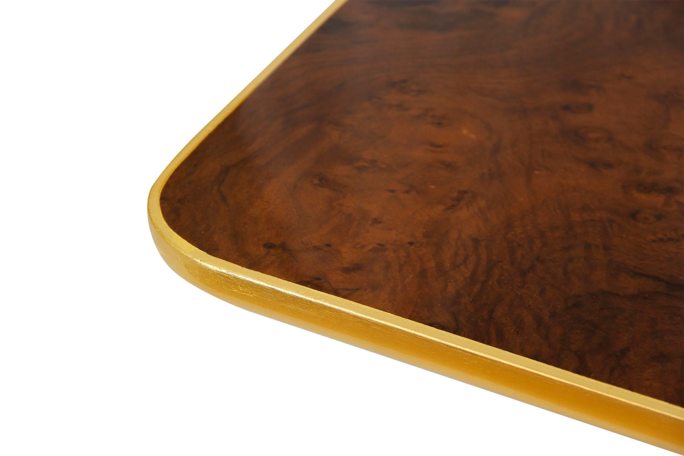 Gold Walnut Root Coffee Table with Walnut Top In Excellent Condition For Sale In Paris, FR