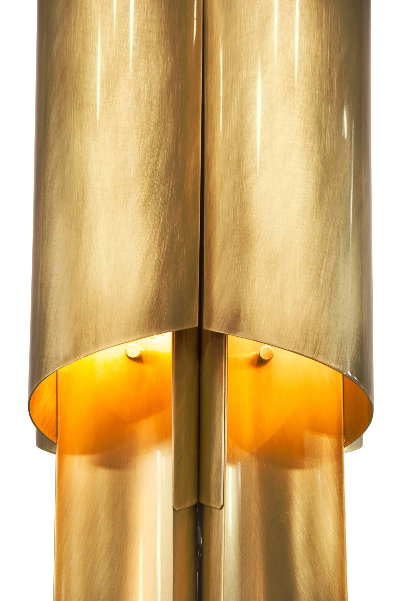 Polished Brush Brass Floor Lamp For Sale