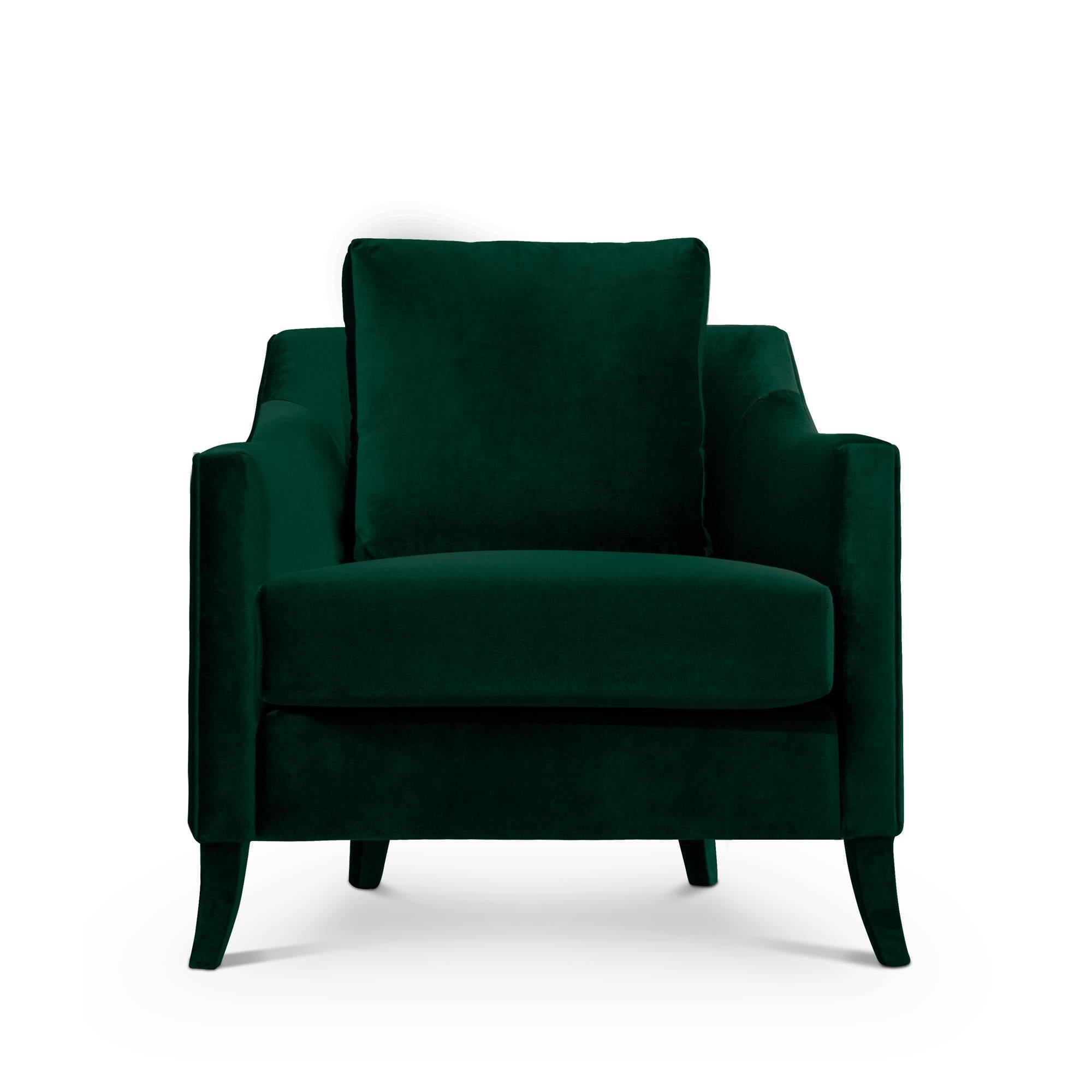 green velvet armchair