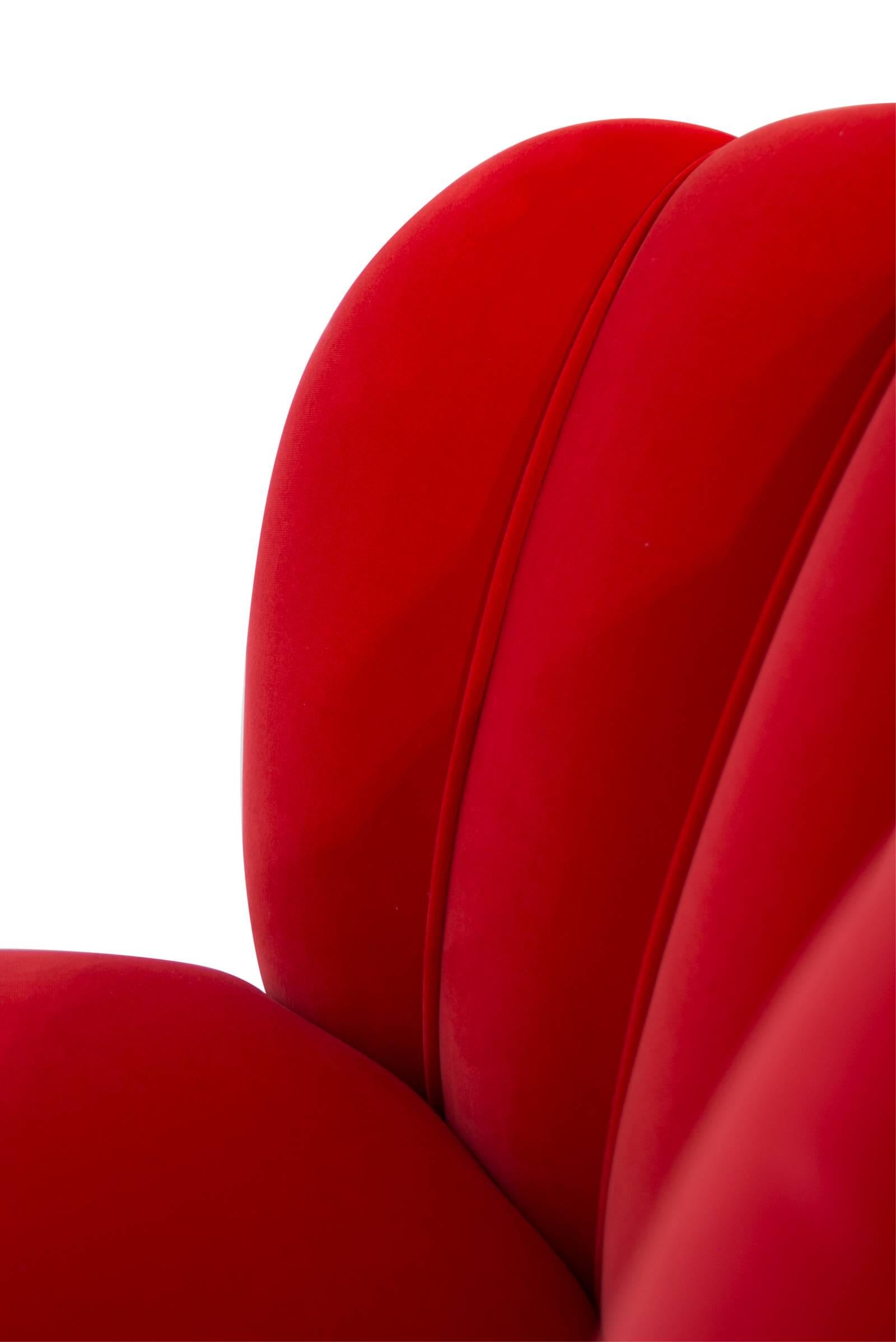 red velvet arm chair