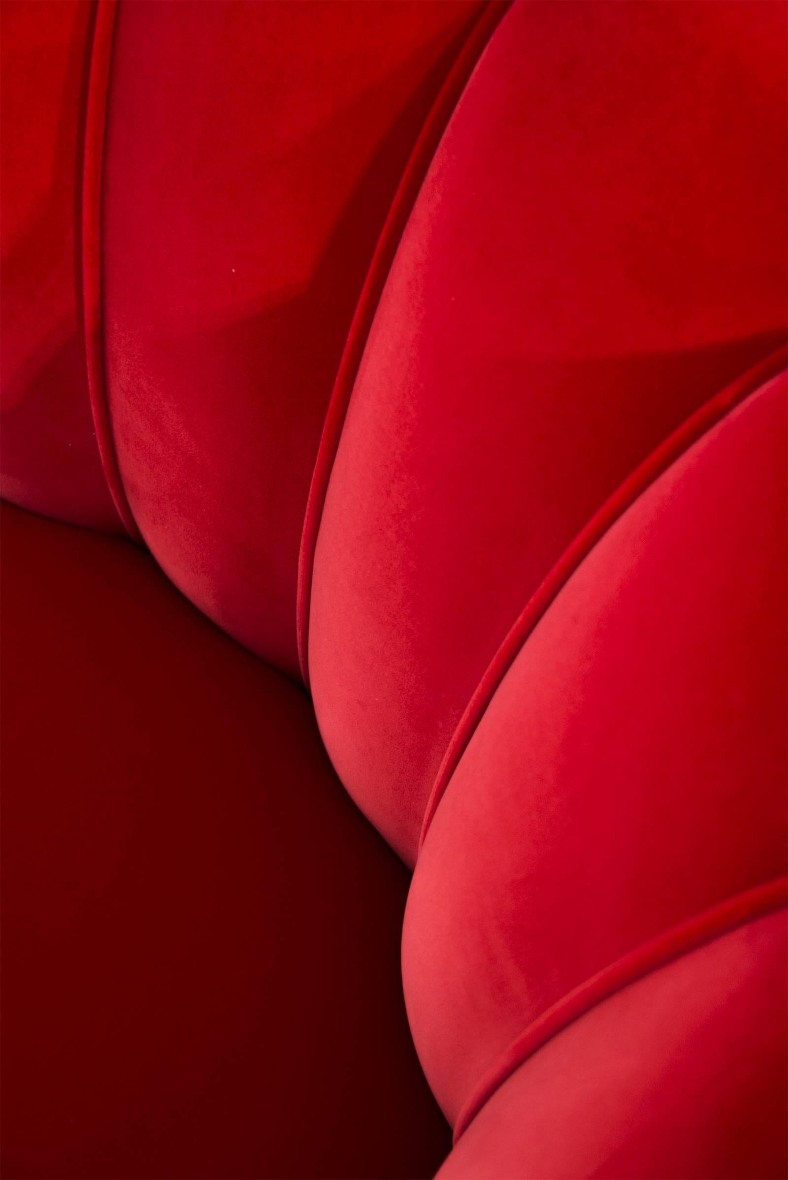 Portuguese Red Dragon Armchair in Red Velvet For Sale