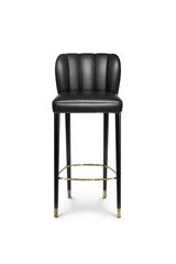 Dragon Bar Stool Black Brass Details and Leather Style