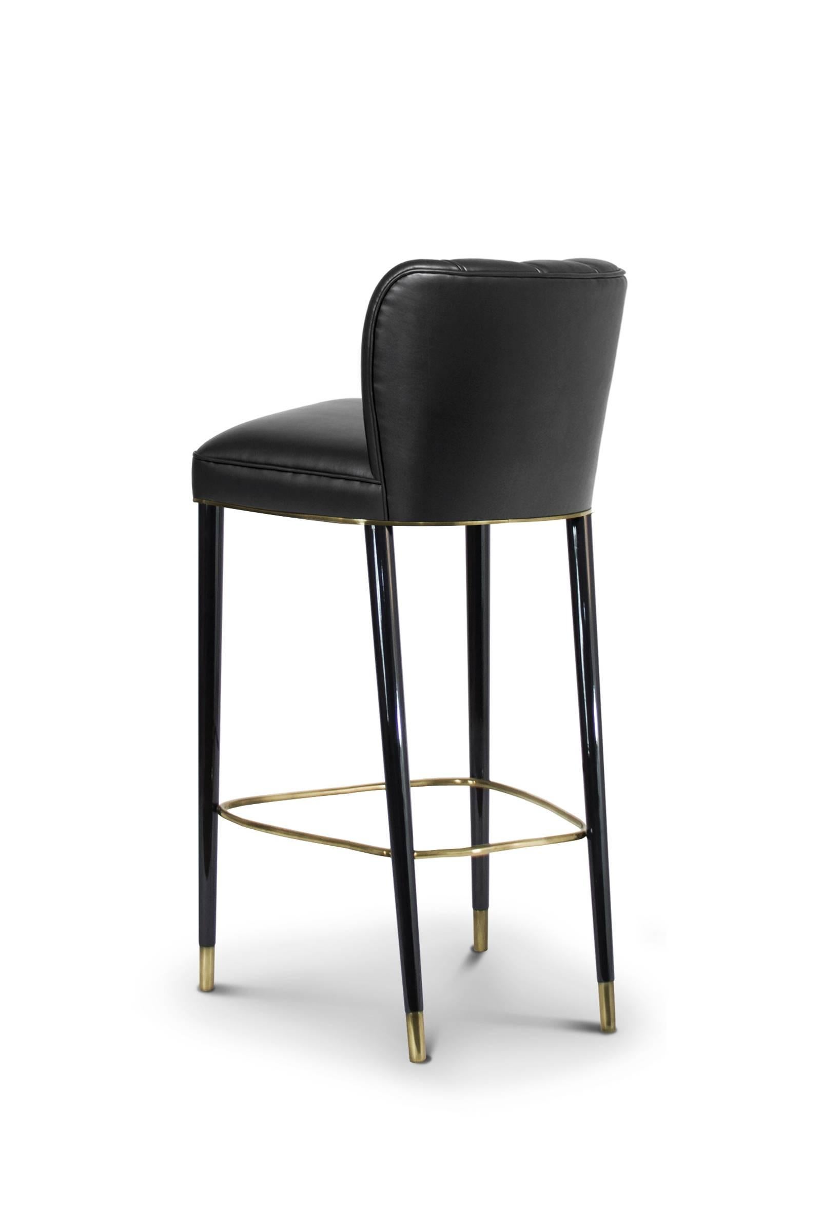 black and brass bar stools
