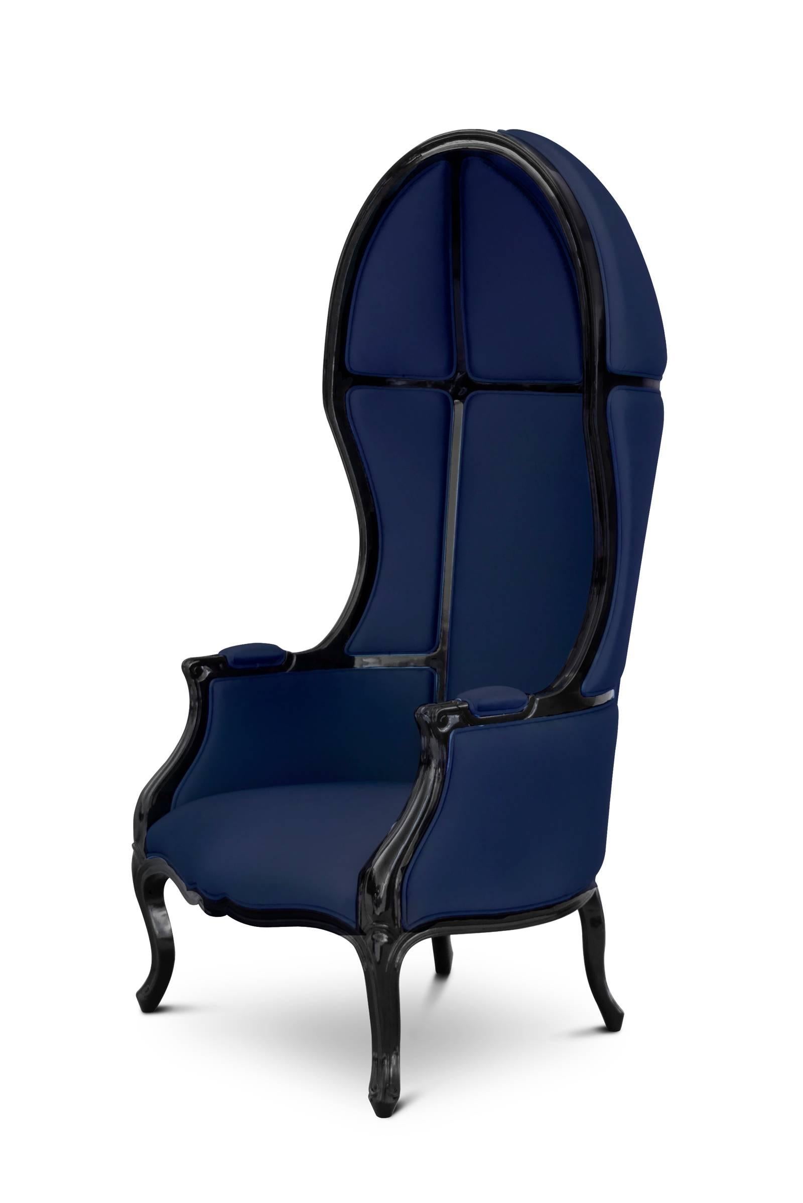 Tresor Armchair in Satinated Cotton and Black Lacquered Structure In New Condition For Sale In Paris, FR