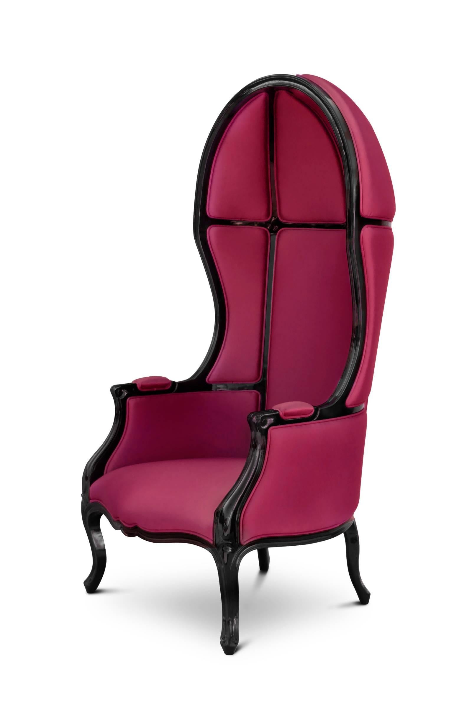Tresor Armchair in Satinated Cotton and Black Lacquered Structure For Sale 2