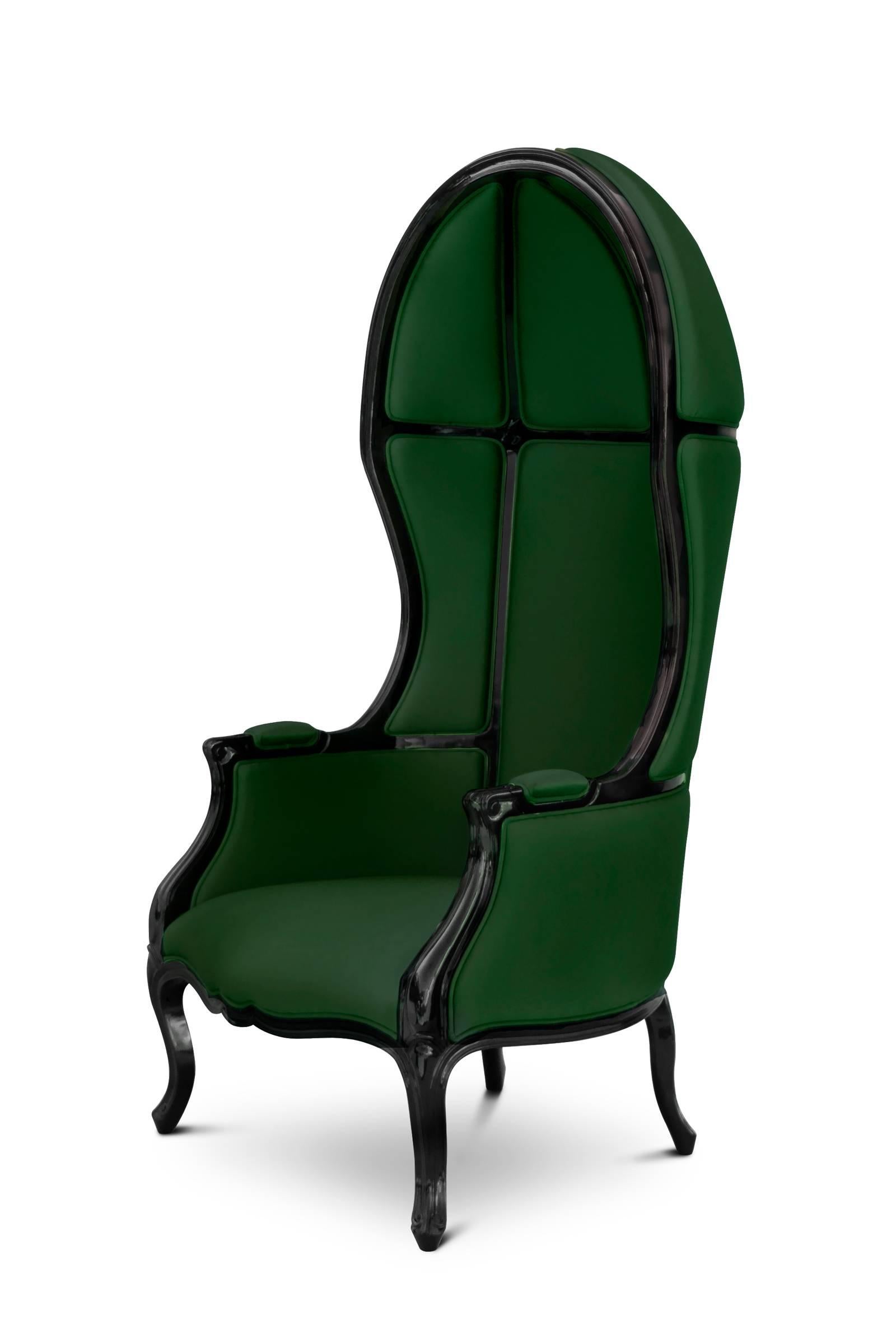 Tresor Armchair in Satinated Cotton and Black Lacquered Structure For Sale 3