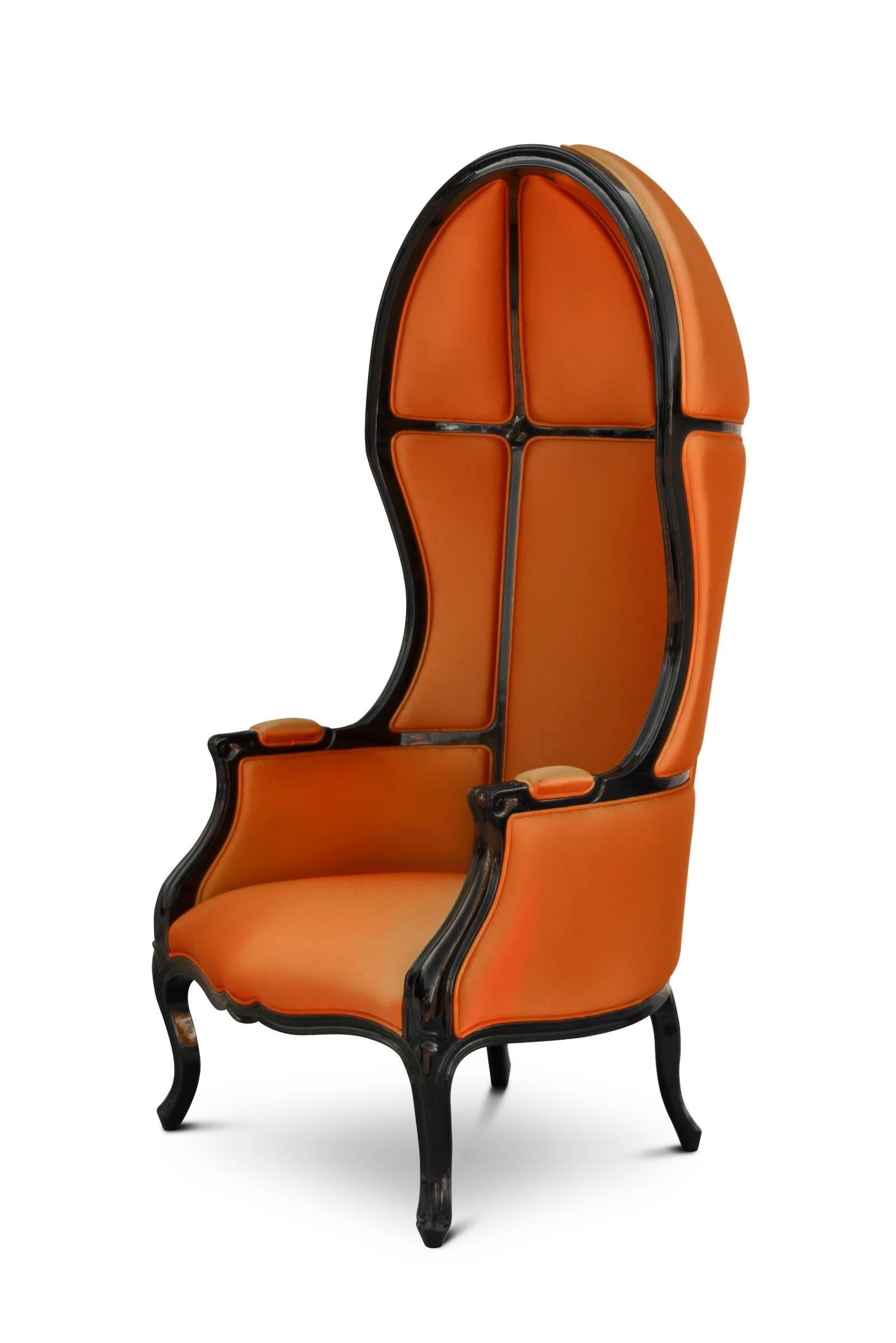 Tresor-Sessel aus satinierter Baumwolle und schwarz lackierter Struktur im Angebot 1