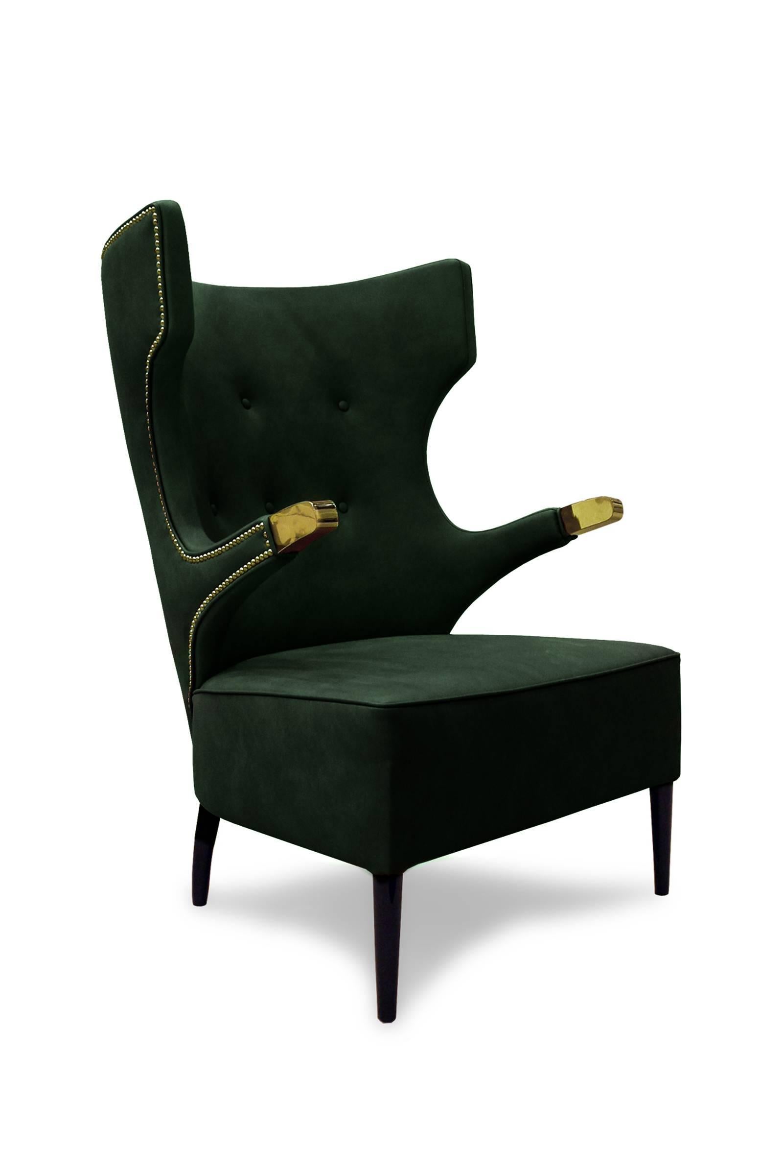 Vergoldeter Touch-Sessel mit goldenen, polierten Details und synthetischem Leder im Angebot 2