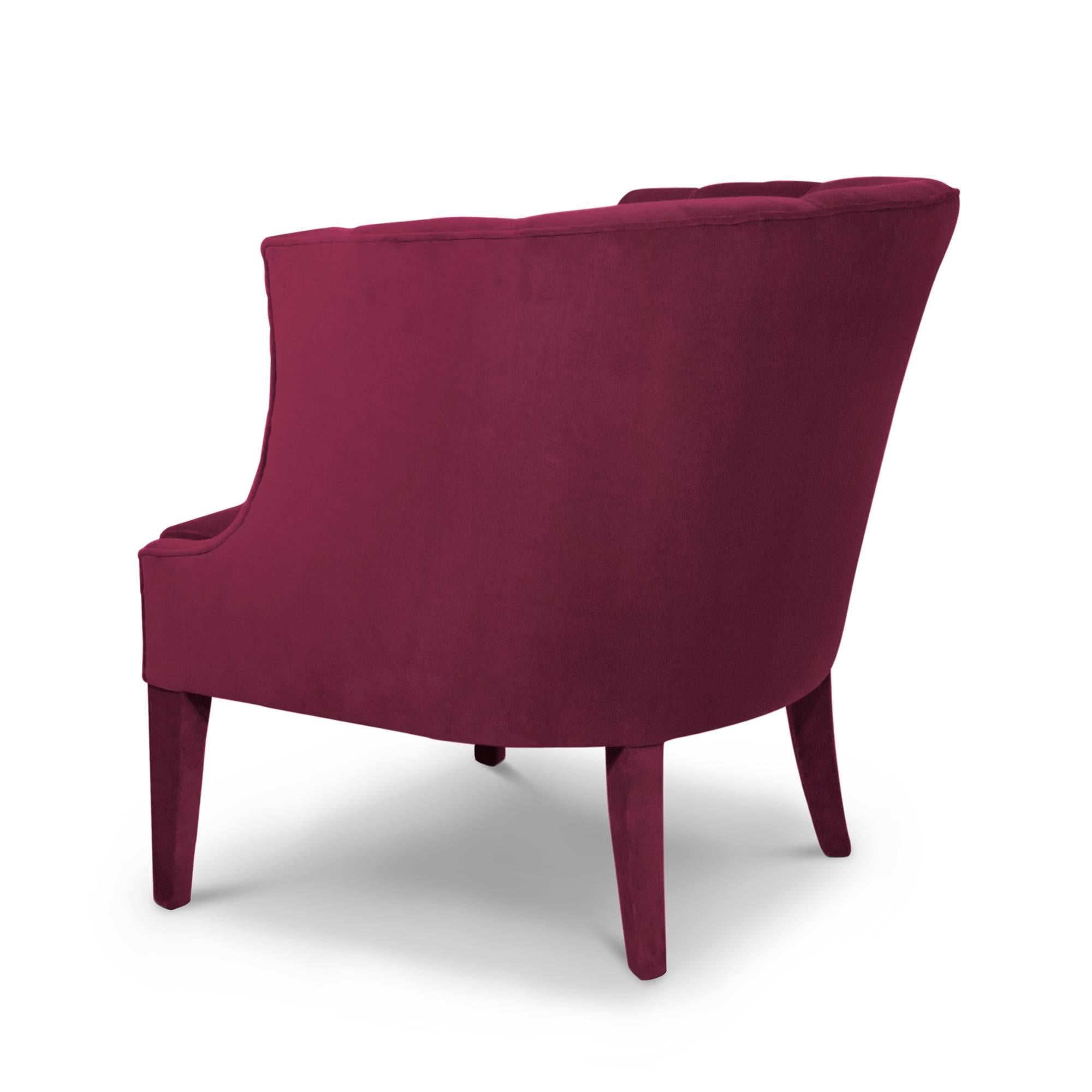 Hand-Crafted Camilla Armchair in Cotton Velvet and Fully Upholstered For Sale