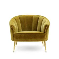 Arca Armchair in Cotton Velvet with Brass Feet