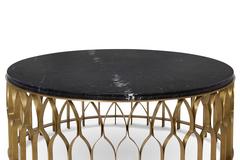 Arcade Coffee Table Aged Brass and Marble Top