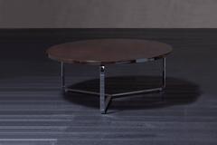 Edge Coffee Table Polished Stainless Steel Structure and Leather Top