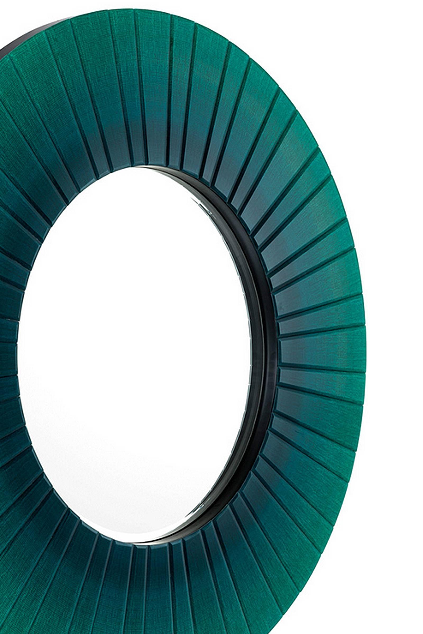 Round Green Beveled Mirror Glass In Excellent Condition In Paris, FR