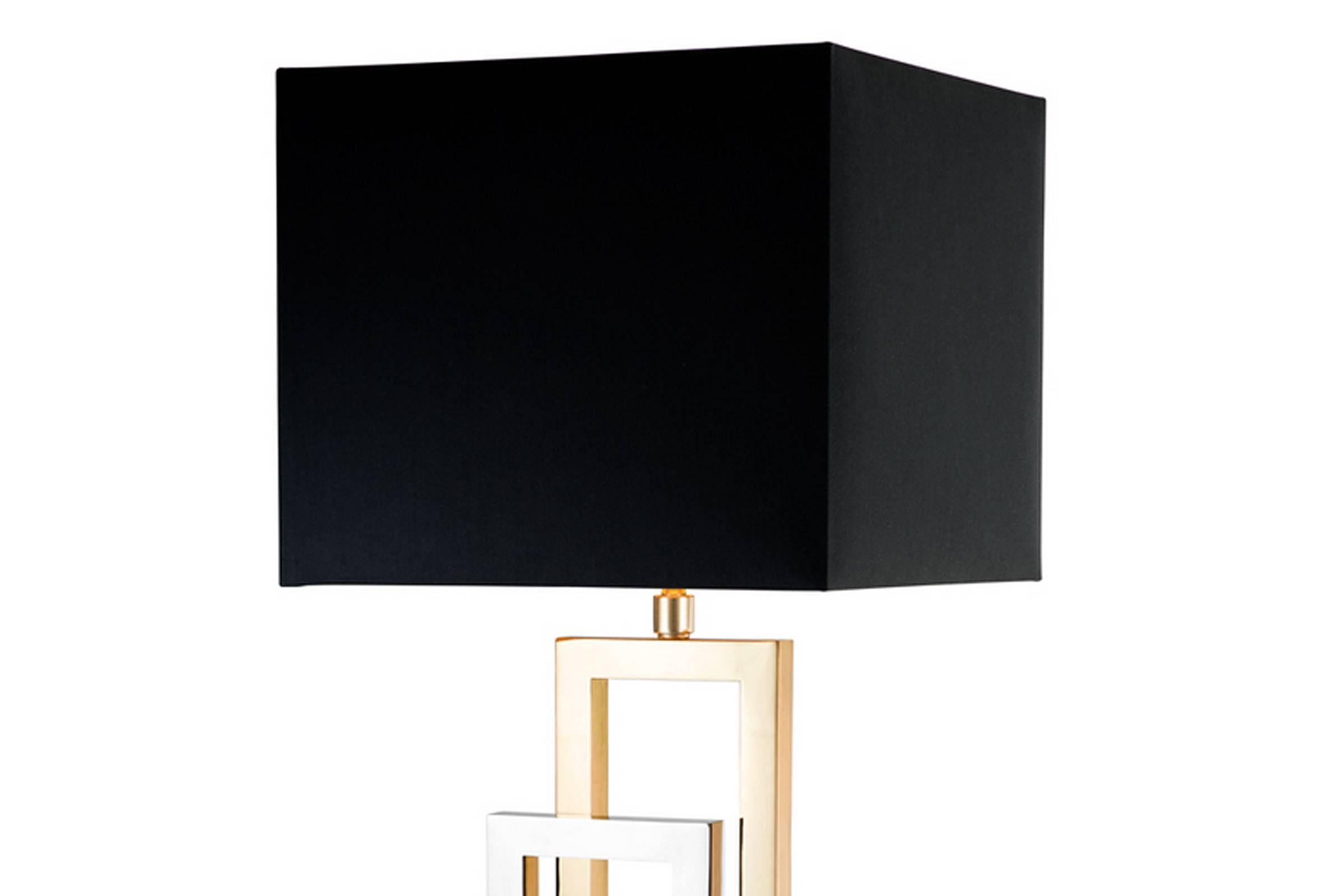 Cadres Table Lamp with Nickel Black Nickel and Gold Finish In Excellent Condition For Sale In Paris, FR