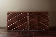 Lounge Smart Sideboard aus Leder mit Stahl- oder Bronzestruktur bezogen