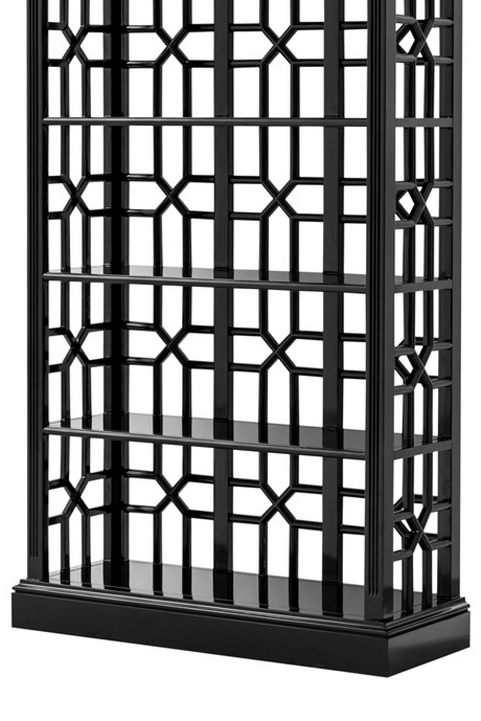 Indonesian Otello Black Cabinet in Solid Mahogany Wood Black Finish For Sale