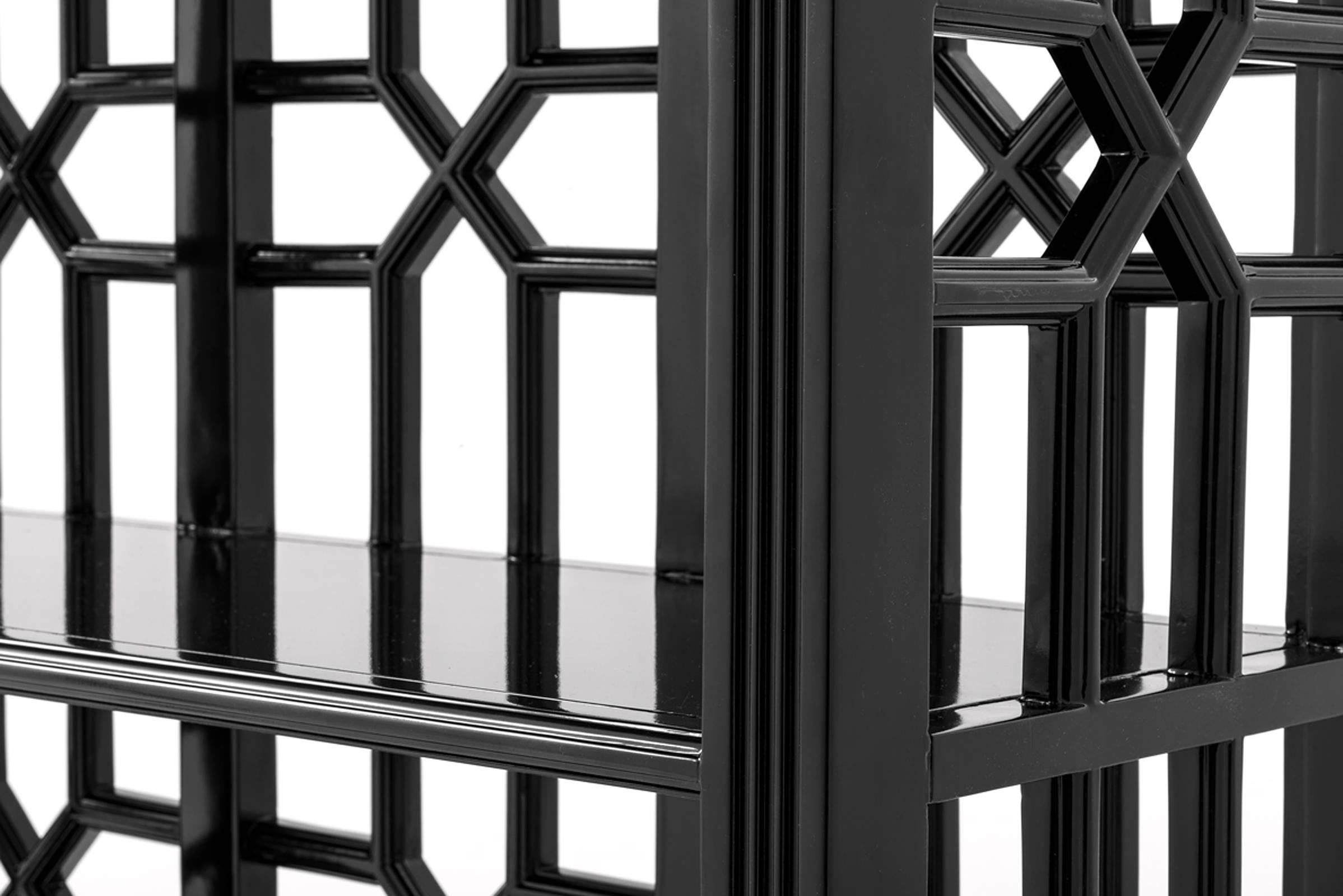 Blackened Otello Black Cabinet in Solid Mahogany Wood Black Finish For Sale