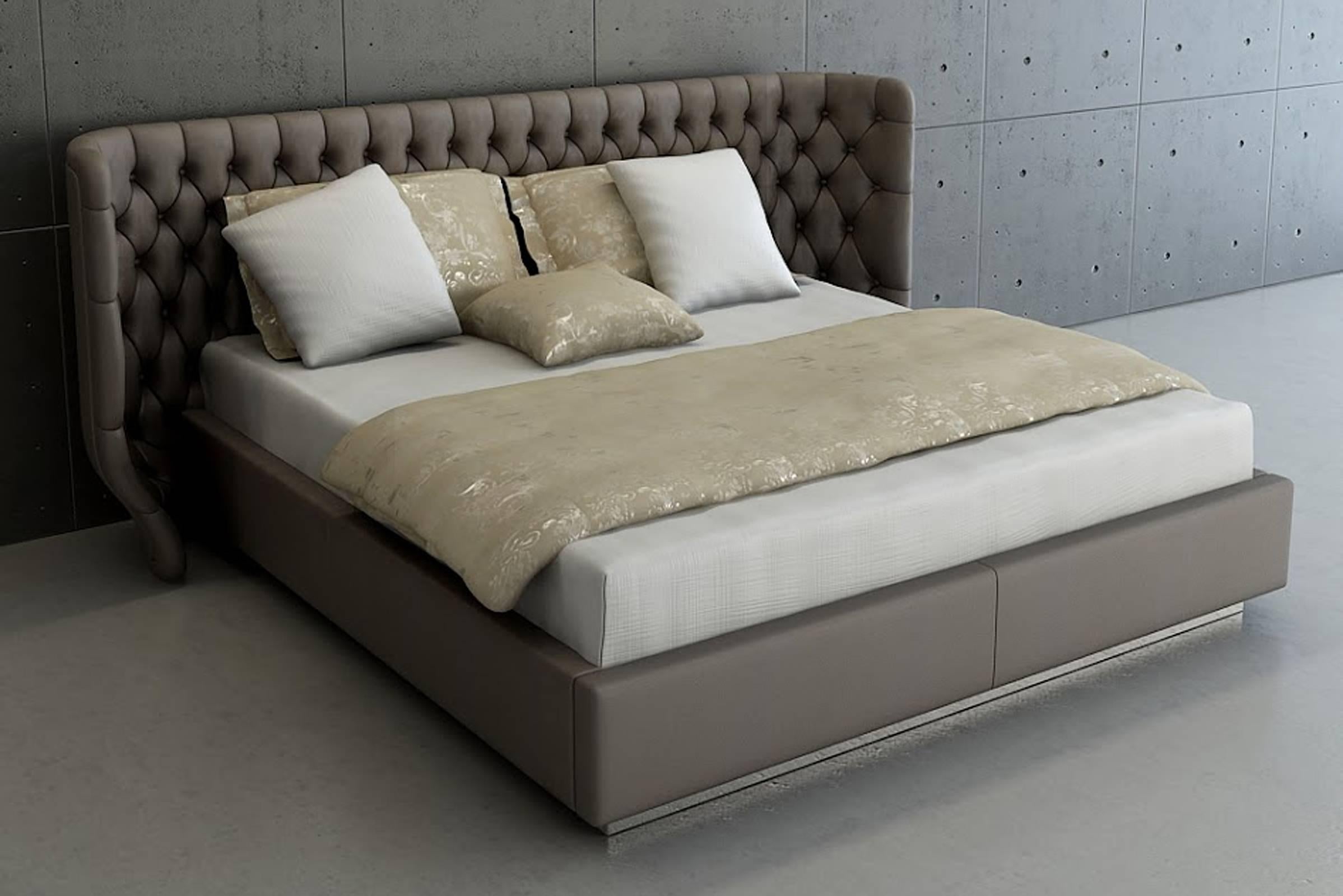 Agra-Bett aus Stoff und Kopfteil mit Matelasse aus Stoff im Zustand „Hervorragend“ in Paris, FR
