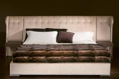 Parma Bed with High Quality Fabric and Night Table Finishing Leather