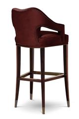 Twenty Bar Stool with Cotton Velvet Oak and Aged Brass