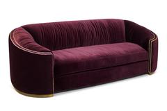 Kingdom Sofa with Velvet Fabric Aged Brass Base and Golded Nails