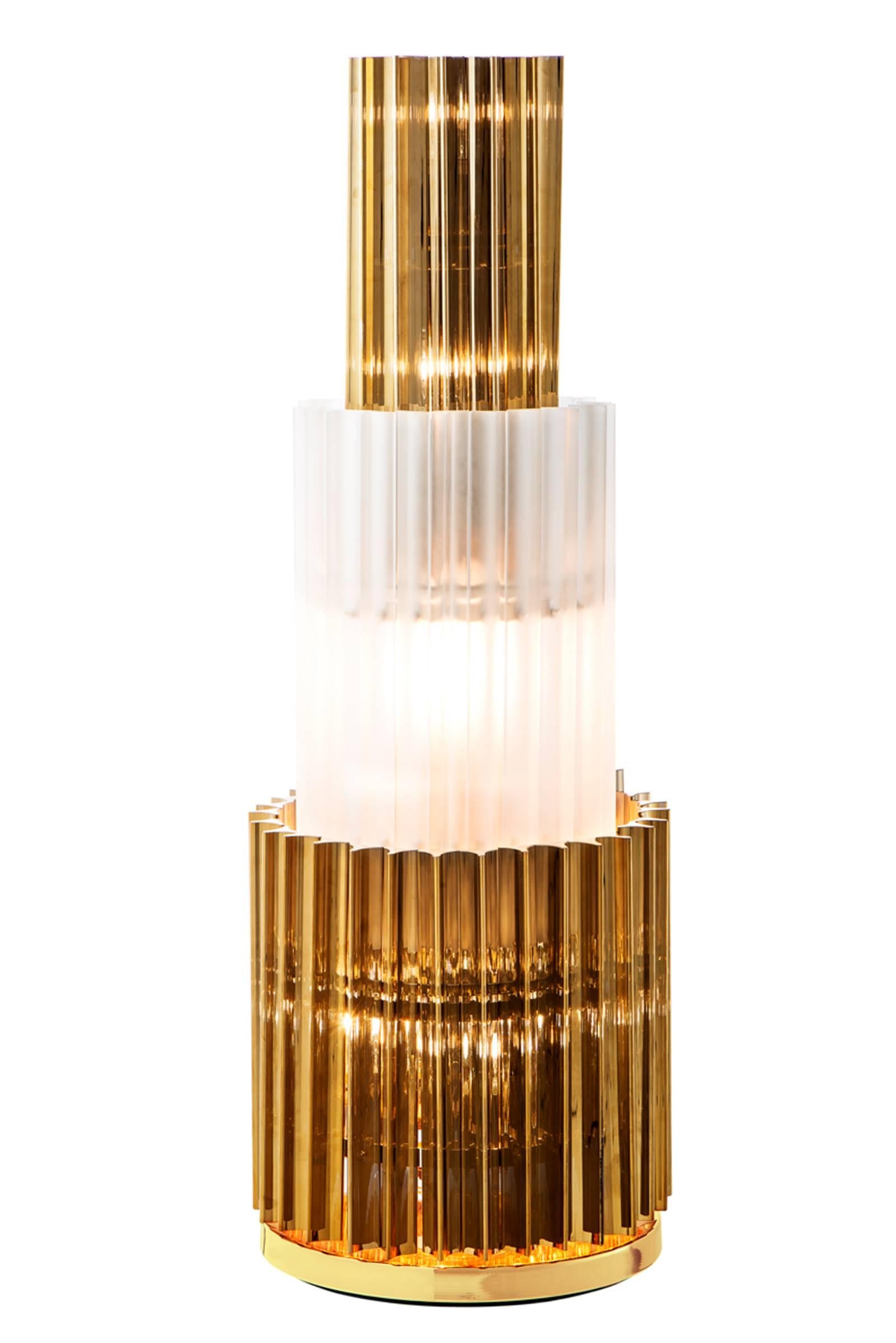 Vegas Table Lamp Nickel Finish and Clear or Gold Glass Finish 2