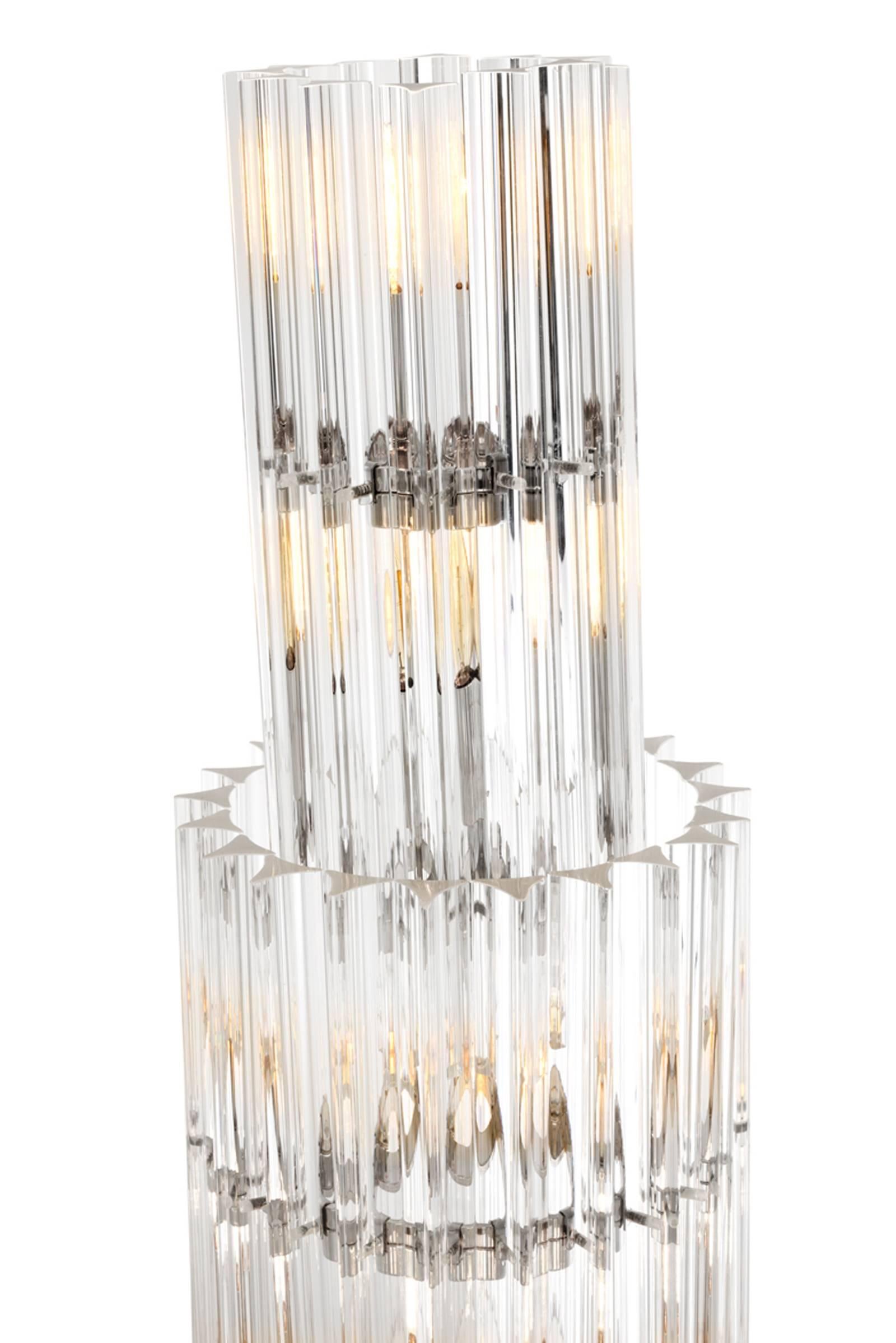 Vegas Table Lamp Nickel Finish and Clear or Gold Glass Finish In Excellent Condition In Paris, FR